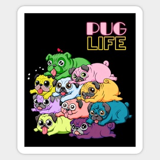 Pug Life Colorful Pug Lovers Sticker